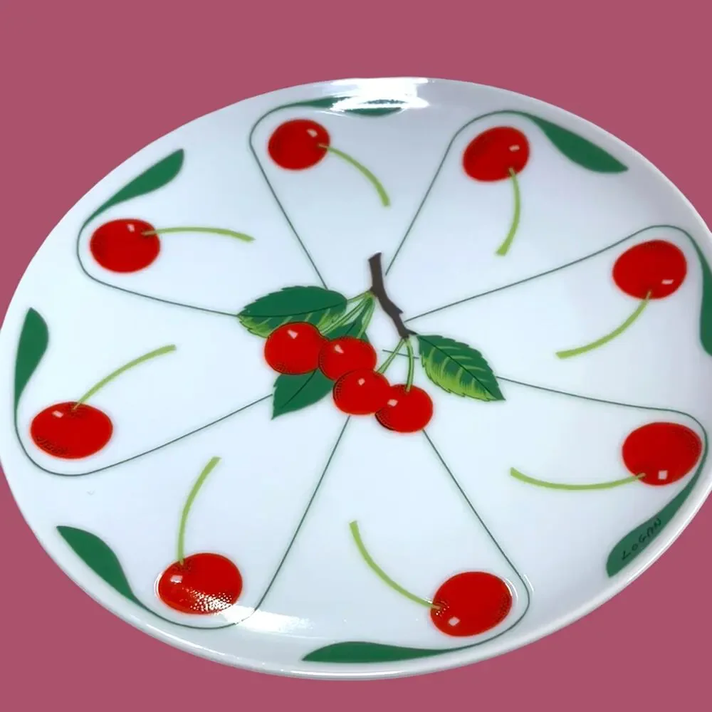 Vintage 1979 Stafford by Enola Fruit Time Cherry Plate 7.25” Retro Kitchen Decor